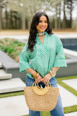 The Gingham Green Top - Instyle Boutique