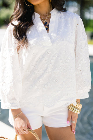 In Full Bloom Eyelet Top - Instyle Boutique