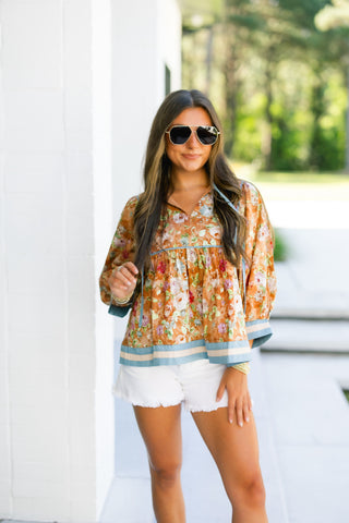 Tinley Terra Cotta Printed Top