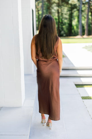 Black Dotted Brown Satin Set - Instyle Boutique