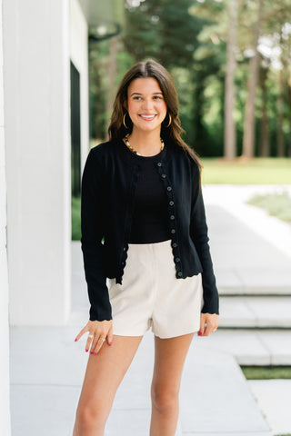 Soft Finish Black Cardigan Top