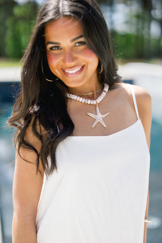 Beaded Star Fish Necklace - Natural/Gold - Instyle Boutique