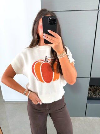 Hey Pumpkin Cream Sweater Top - Instyle Boutique