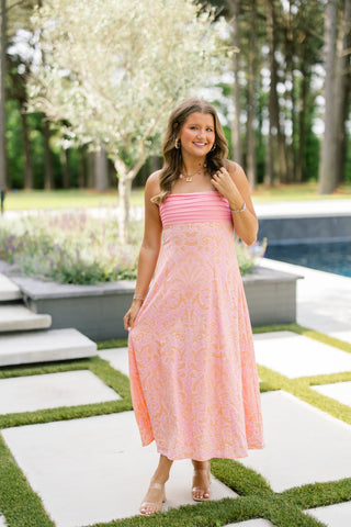 Sweet Peach Printed Midi Dress - Instyle Boutique