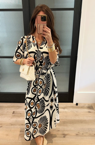 Modern Muse Black & Ivory Midi Dress - Instyle Boutique