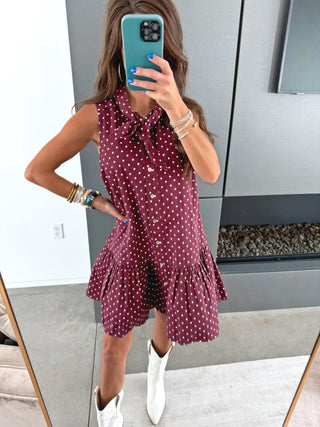Dot & Darling Sleeveless Burgundy Dress - Instyle Boutique