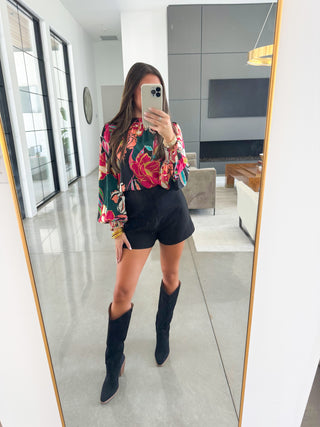 Feeling Floral Black Top