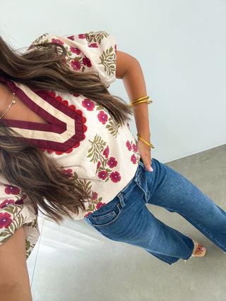 Feminine Florals Ecru Top