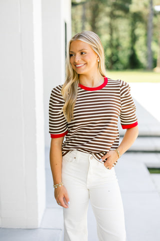 Bayside Brown Striped Top