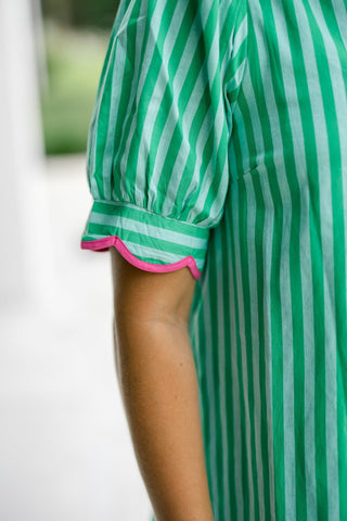 Speak Now Green Striped Dress - Instyle Boutique