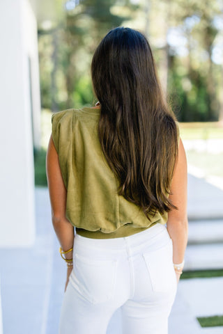 I'm Obsessed Olive Suede Top - Instyle Boutique