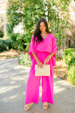 First Class Hot Pink Jumpsuit ~FINAL SALE~