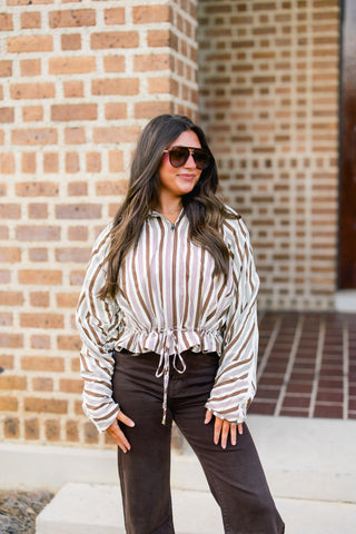 Shifting Focus Brown Stripe Jacket