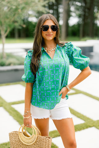 Hazel Green Abstract Top ~FINAL SALE~