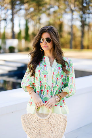 In The Palms Green Printed Top - Instyle Boutique
