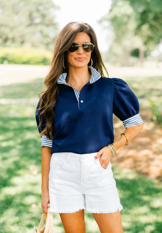 Never Settle Navy Top