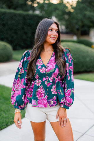 Evergreen Garden Floral Top - Instyle Boutique