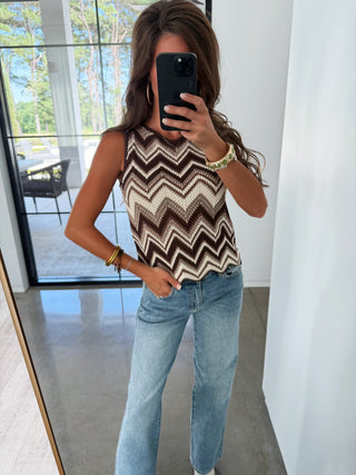 Retro Zig Zag Sleeveless Top