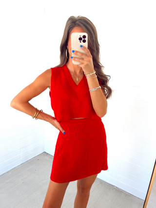 To The Tailgate Red Sweater Set