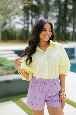 Lemon Sorbet Balloon Sleeve Blouse - Instyle Boutique