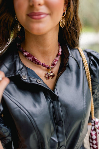 Mississippi State Bandana Scarf Necklace - Instyle Boutique