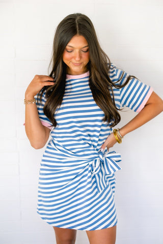 Coastal Blue Striped Mini Dress - Instyle Boutique