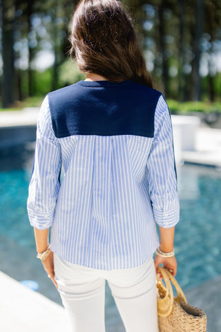 Marina Coastal Navy Sweater - Instyle Boutique