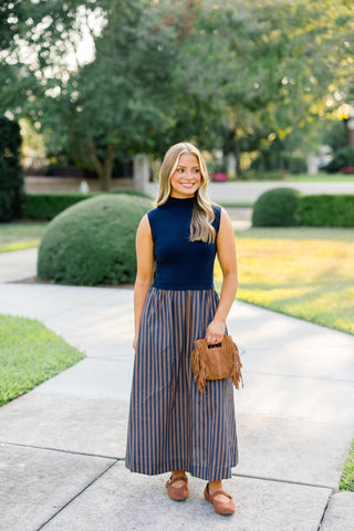 The Monaco Midi Navy Dress - Instyle Boutique