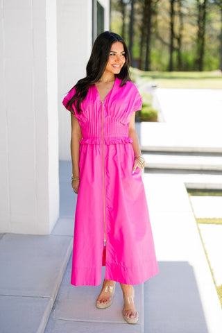 Flamingo Flutter Smocked Waist Dress - Instyle Boutique