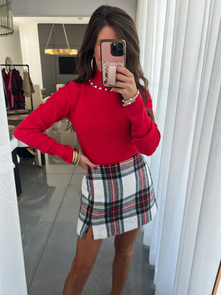 White Christmas Plaid Skort