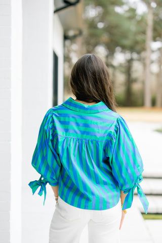 Please Stay Striped Top - Green - Instyle Boutique