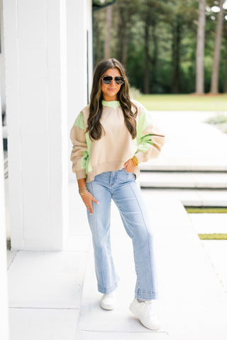 Love Without Limits Lime and Taupe Top