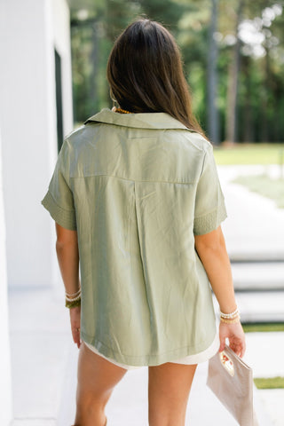 Shimmering Olive Top - Instyle Boutique
