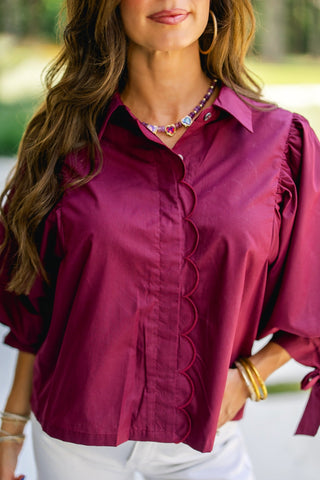 Sweet and Scalloped Mulberry Top - Instyle Boutique