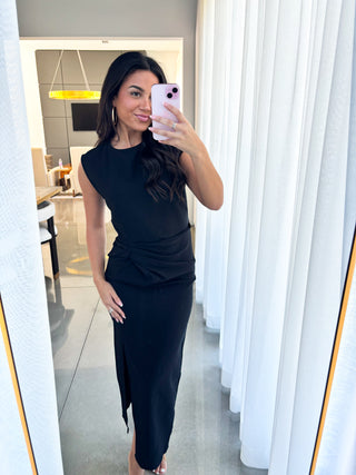Meet Me Tonight Black Midi Dress