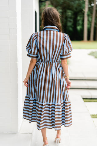 Strolling Downtown Tie Front Midi Dress
