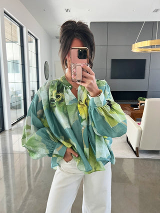 Vivacious and Voluminous Sage Top - Instyle Boutique