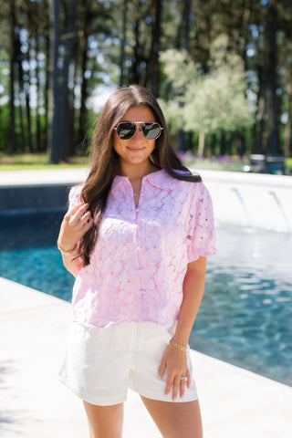 Petal & Lace Button Top - Instyle Boutique