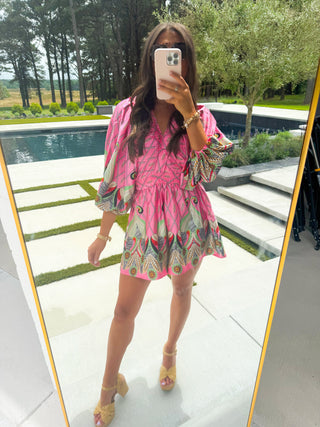 Hidden Oasis Pink Printed Romper ~FINAL SALE~
