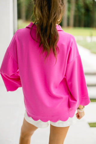 Lovely in Hot Pink Scalloped Knit Top - Instyle Boutique