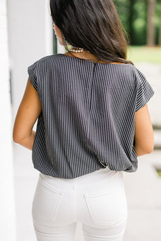 Shadow Stripe Drape Top - Instyle Boutique