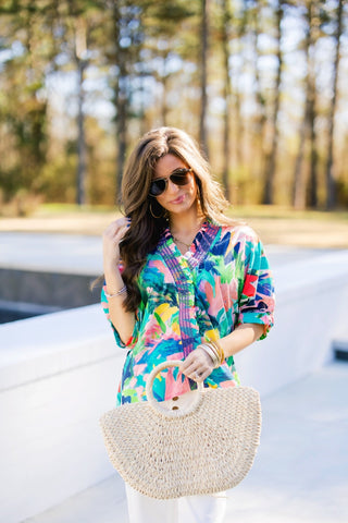 Girls Love Florals Coral Combo Top - Instyle Boutique