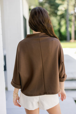 The After Dark Mock-Neck Top-Brown - Instyle Boutique