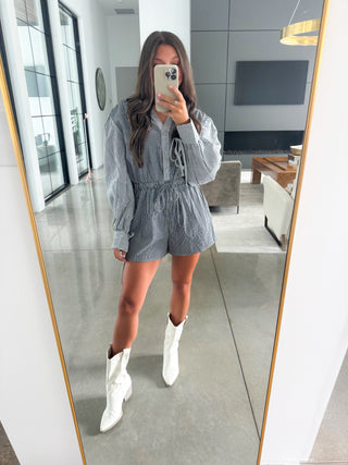 Nobody Else Black Striped Romper