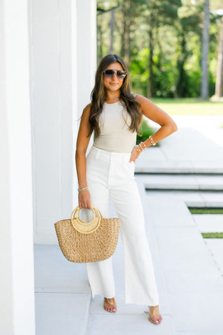 Time To Move Denim Pants- Cream