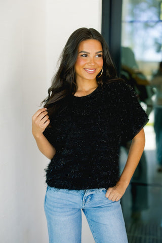 Glamour Girl Black Top - Instyle Boutique