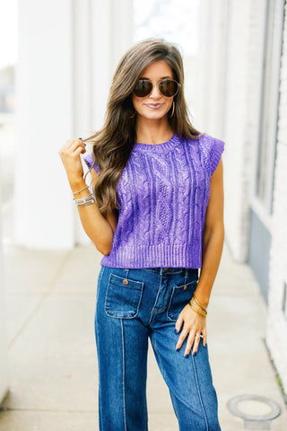 Mardi Gras Metallic Sweater Top - Purple - Instyle Boutique