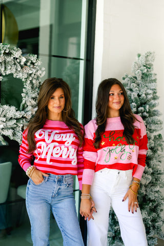 Holly Jolly Sequin Striped Sweater