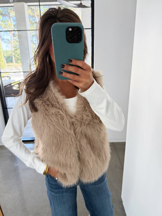 Simply Stated Taupe Fur Vest