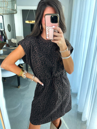 Less Is More Leopard Drawstring Dress